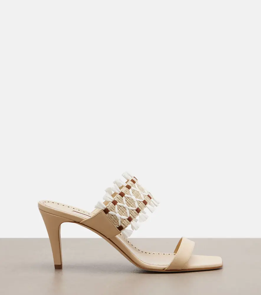 Manolo Blahnik Efeso leather-trimmed woven mules | Thumbnail 4 Manolo Blahnik Efeso leather-trimmed woven mules | Thumbnail 4