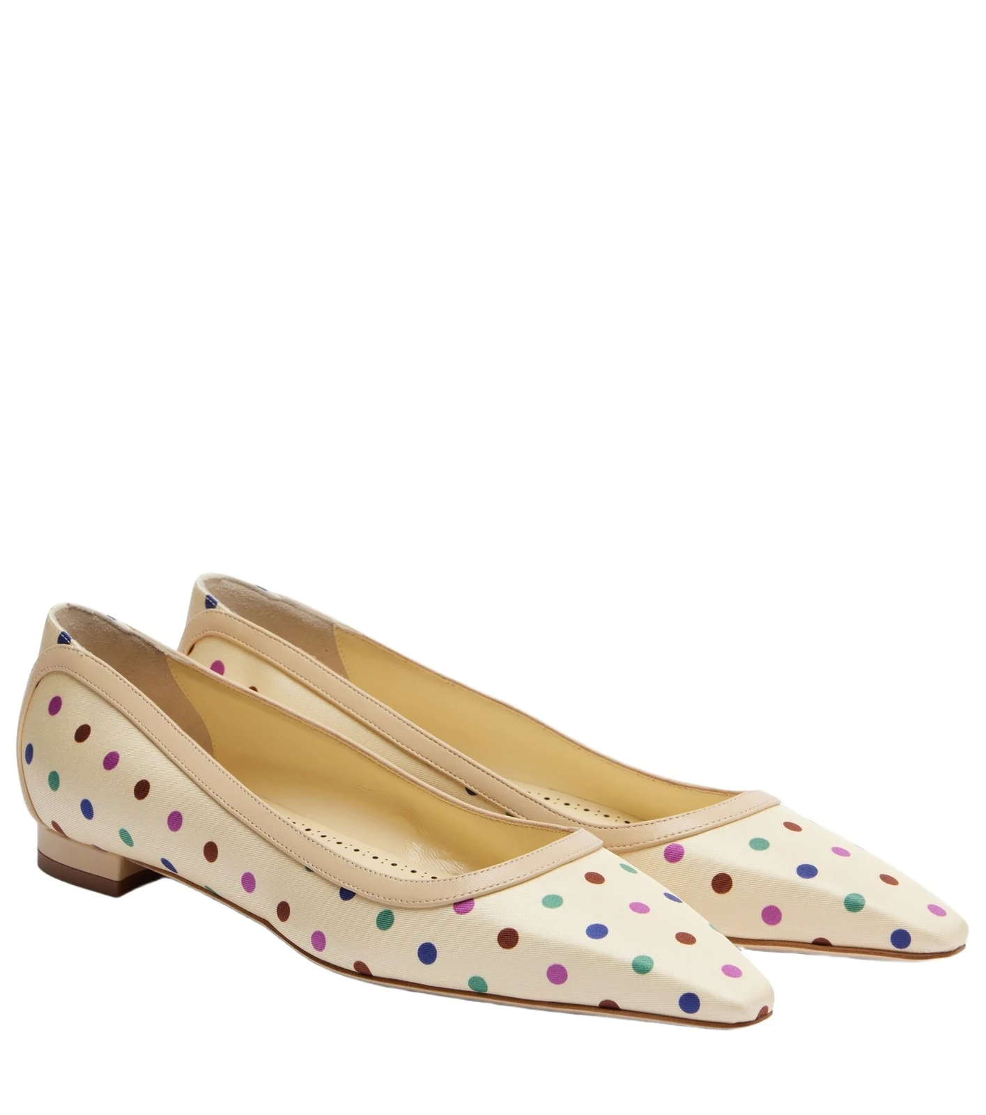 Manolo Blahnik Filotas leather-trimmed polka-dot ballet flats