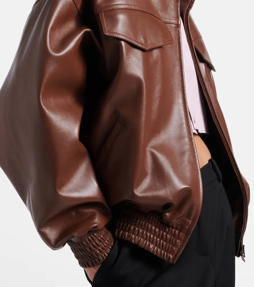 Balenciaga Cropped oversized leather jacket | Thumbnail 2 Balenciaga Cropped oversized leather jacket | Thumbnail 2