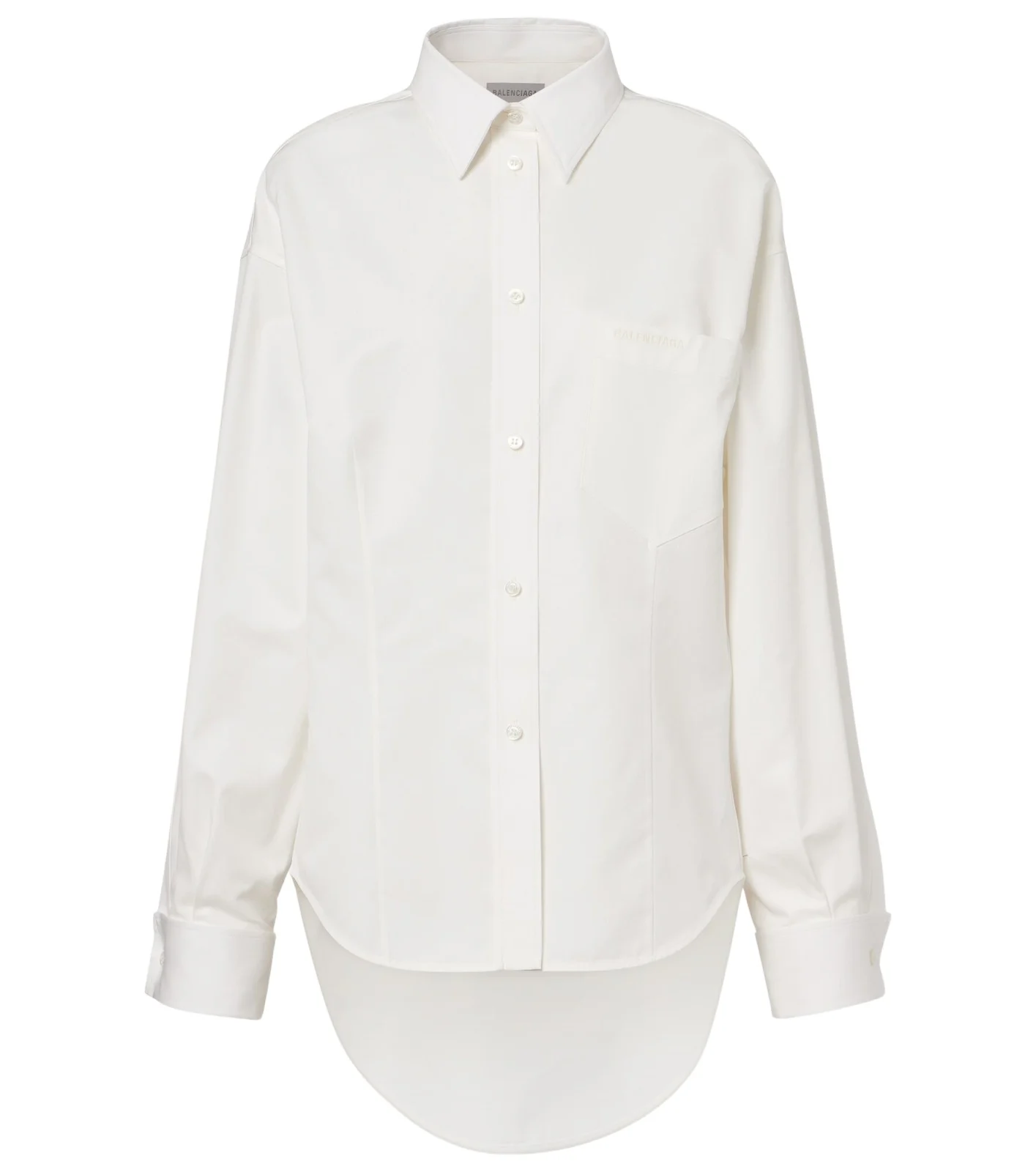 Asymmetric cotton and silk poplin shirt