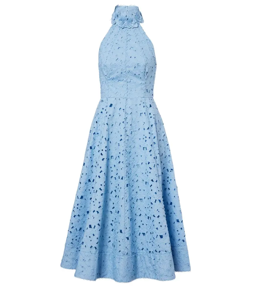 Nuvola broderie anglaise cotton midi dress