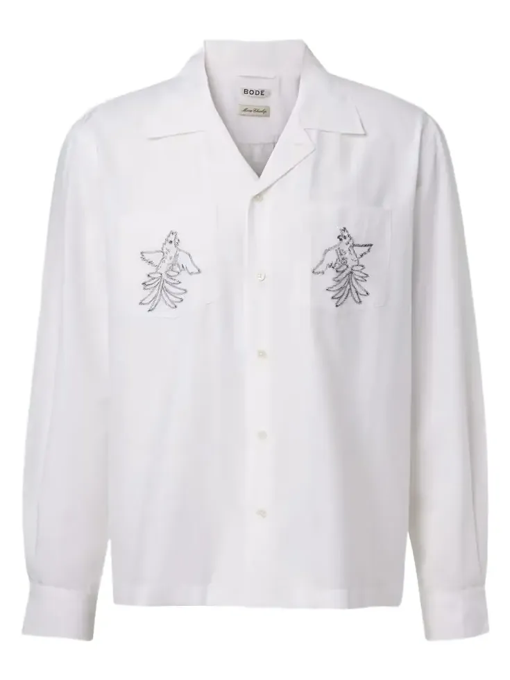 Embroidered cotton and silk shirt