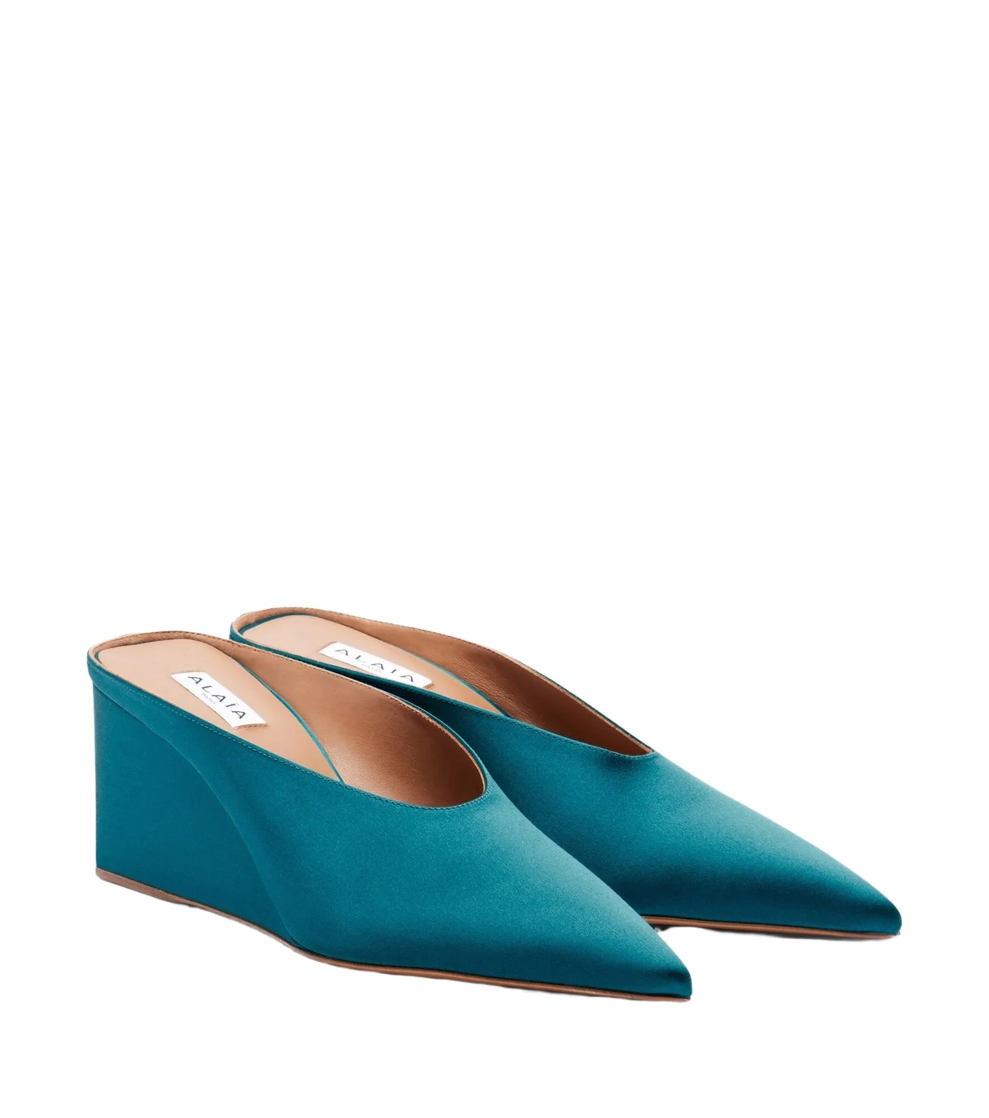 ALAÏA ALAÏA Cube satin wedge mules