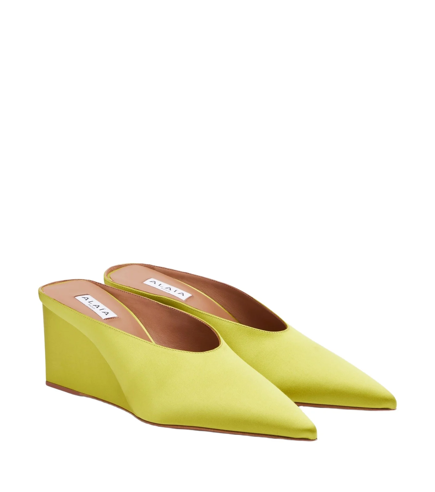 ALAÏA Cube satin wedge mules