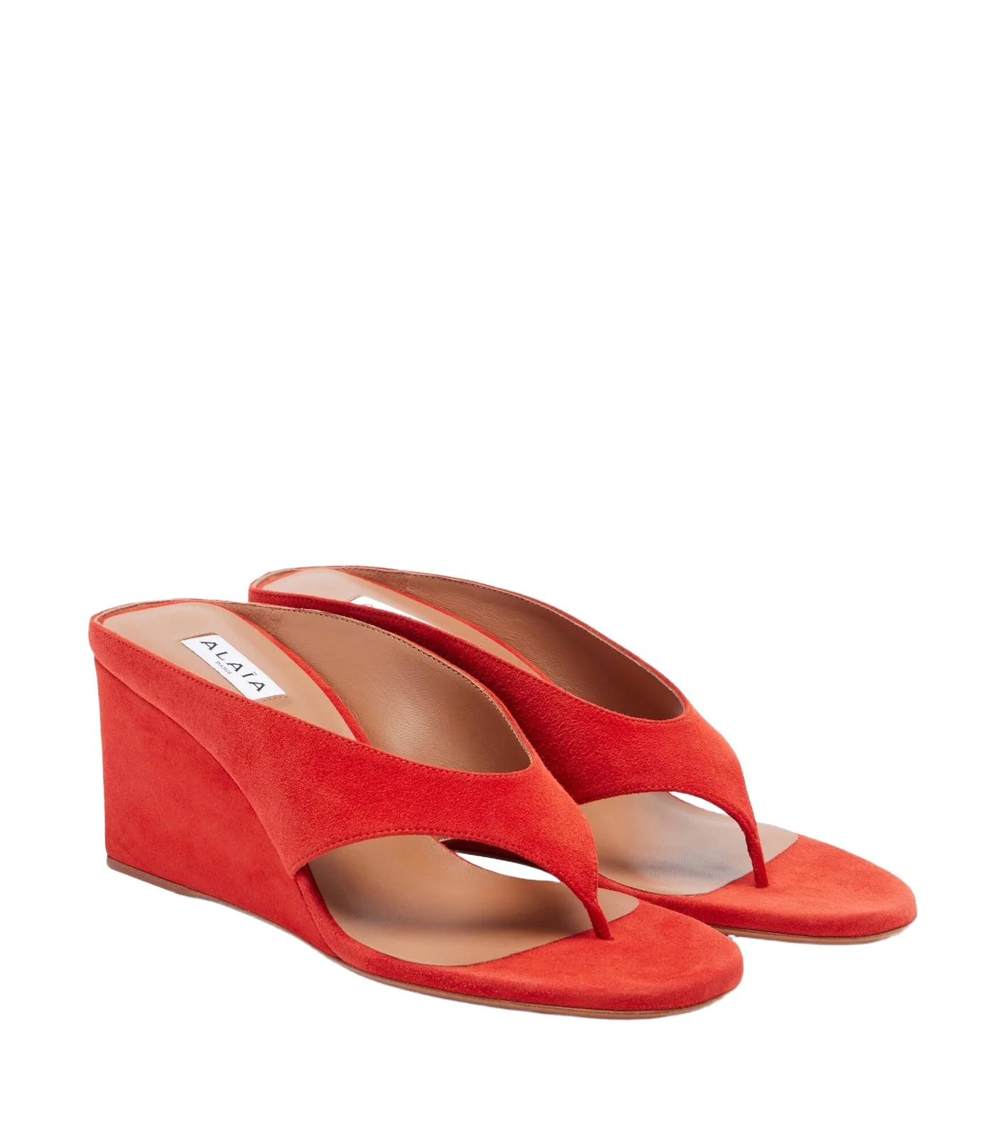 ALAÏA Cube suede wedge thong sandals ALAÏA Cube suede wedge thong sandals