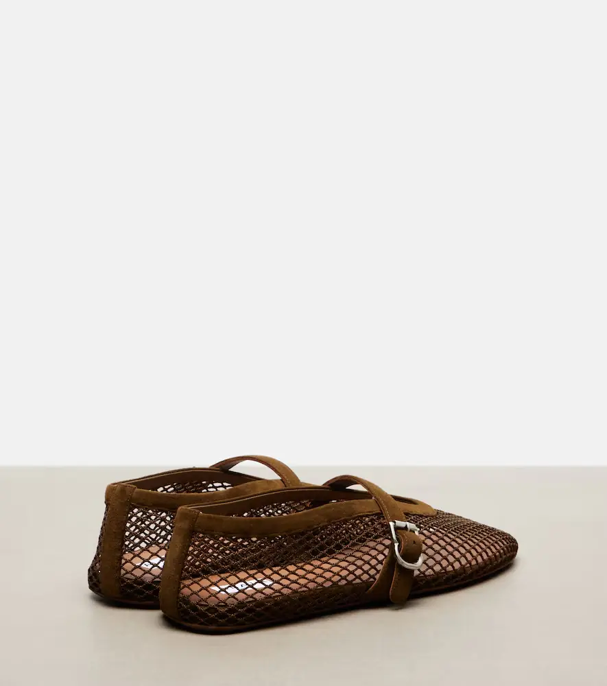 Alaïa Alaïa Suede-trimmed fishnet ballet flats | Thumbnail 3 Alaïa Alaïa Suede-trimmed fishnet ballet flats | Thumbnail 3