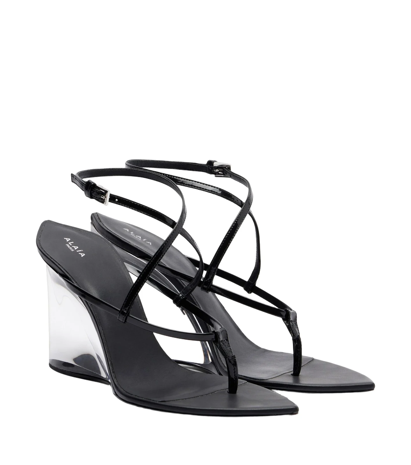 ALAÏA Patent leather wedge thong sandals ALAÏA Patent leather wedge thong sandals