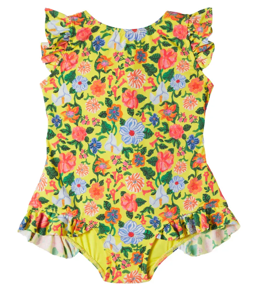 Fábula Bow-detail floral ruffled swimsuit Fábula Bow-detail floral ruffled swimsuit