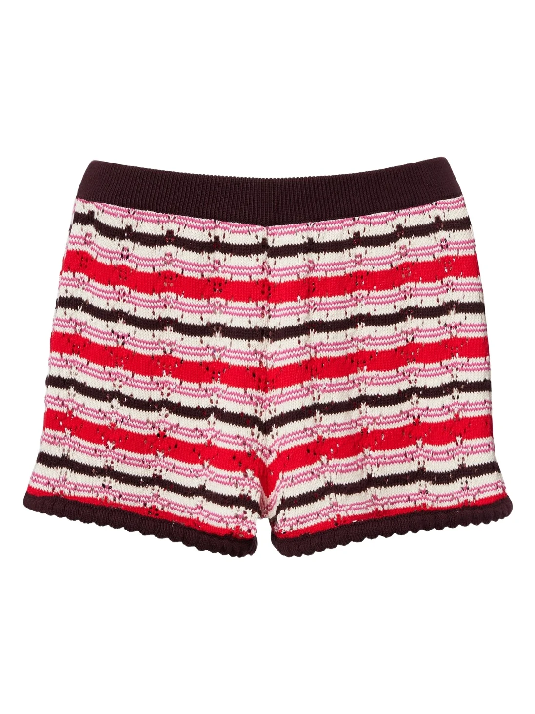 The Attico Striped crochet cotton shorts