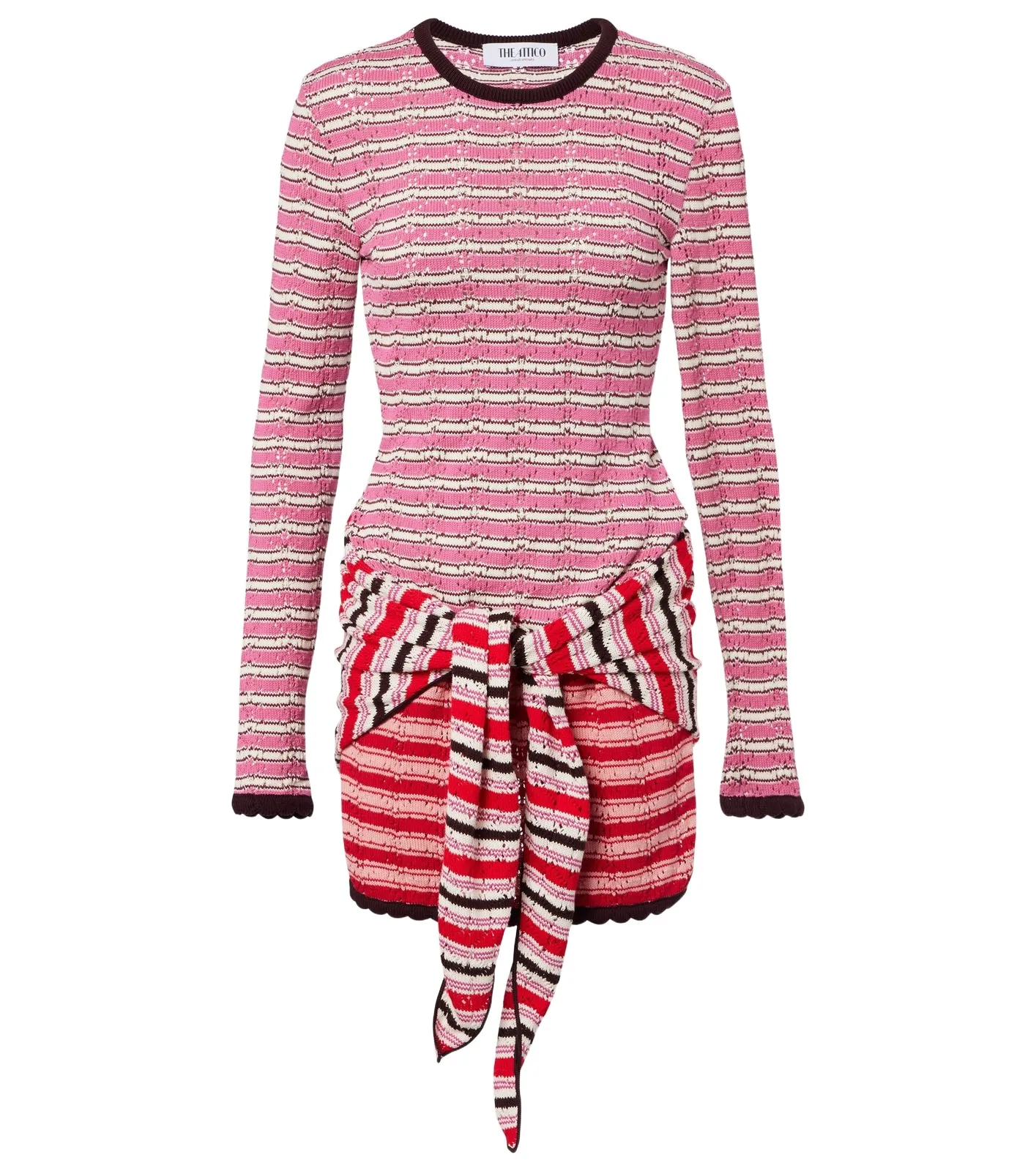 Striped crochet cotton minidress Striped crochet cotton minidress