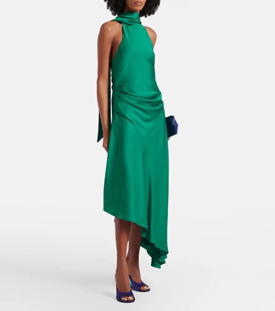 Simkhai Monica asymmetric satin midi dress | Thumbnail 2 Simkhai Monica asymmetric satin midi dress | Thumbnail 2