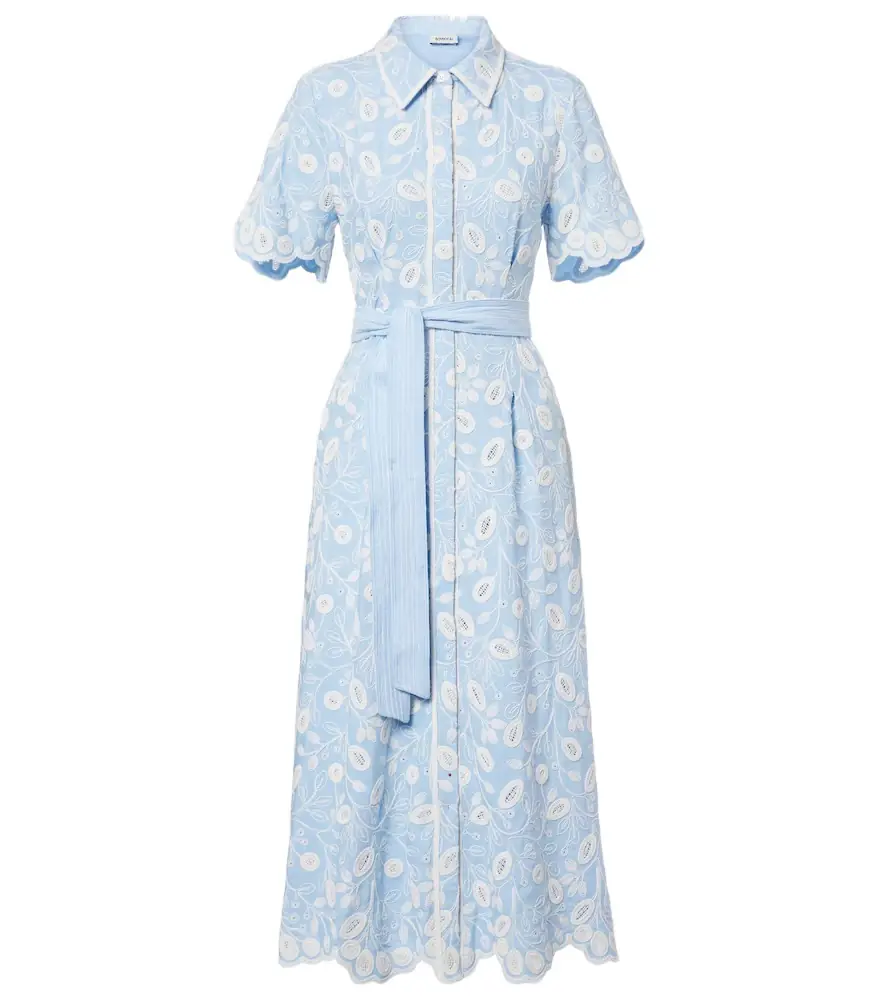 Simkhai Audria embroidered linen-blend midi dress | Image 1 Simkhai Audria embroidered linen-blend midi dress | Image 1