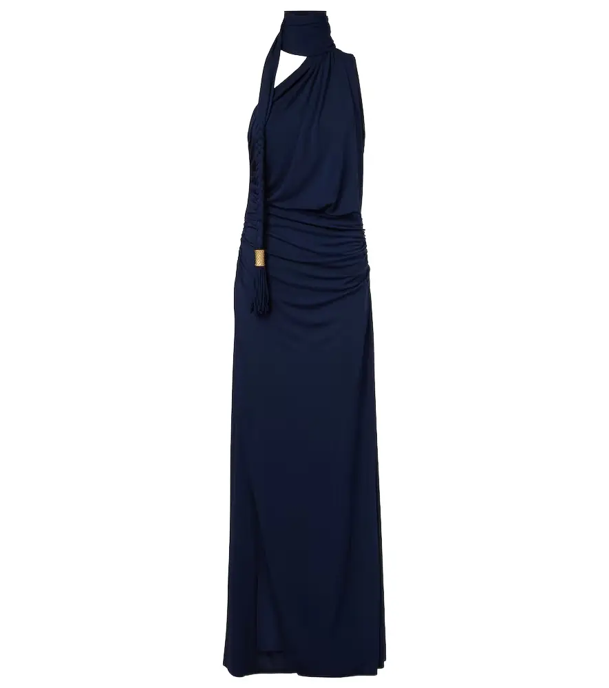 Moira draped scarf-detail jersey gown Moira draped scarf-detail jersey gown