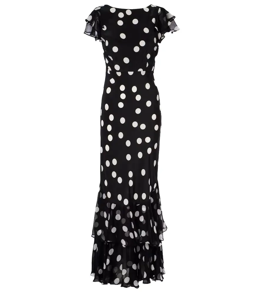 Rixo Ordinia polka-dot silk cocktail dress