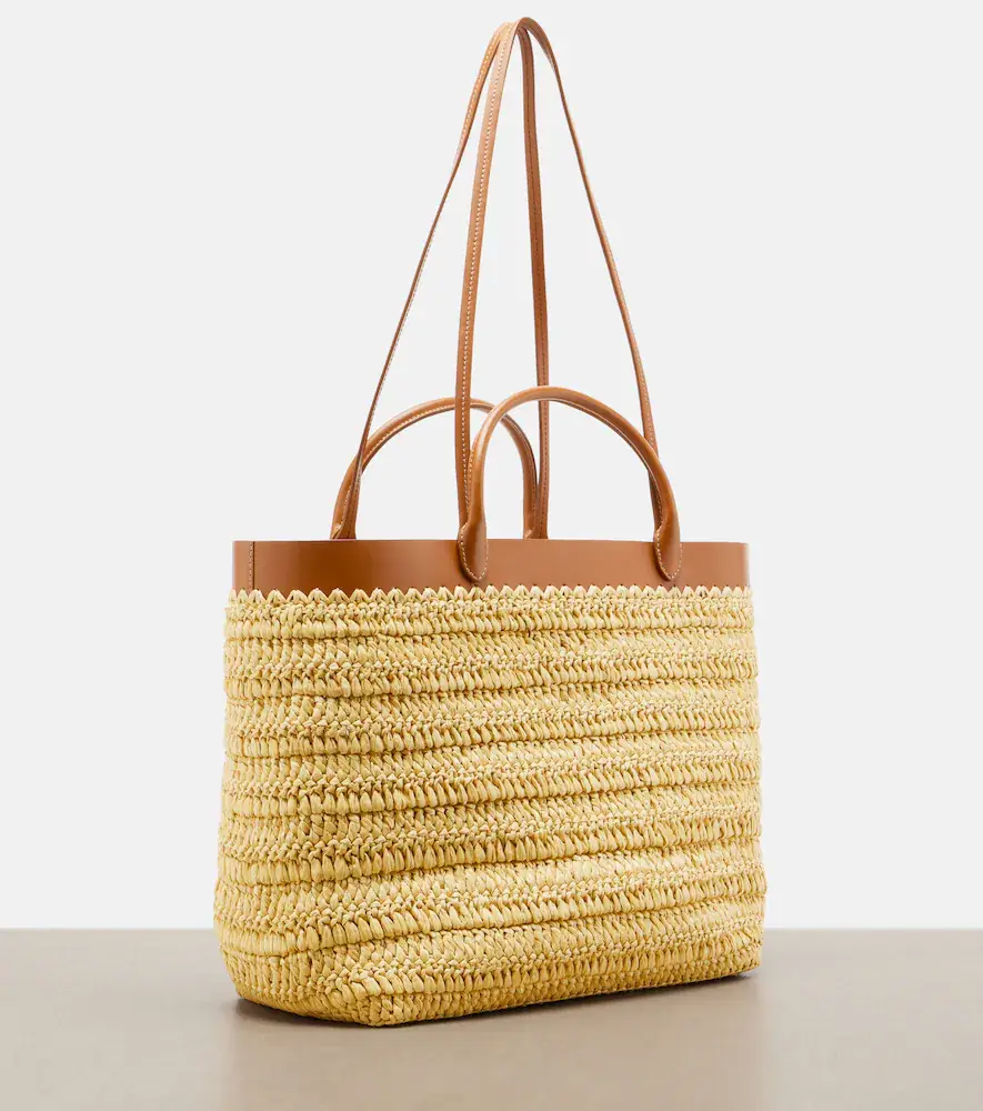 Prada Medium leather-trimmed raffia tote bag | Thumbnail 2 Prada Medium leather-trimmed raffia tote bag | Thumbnail 2
