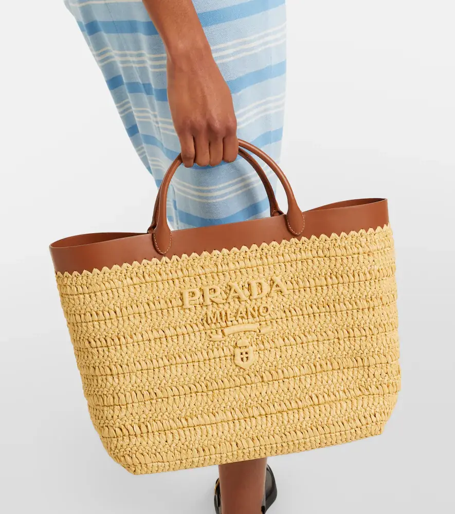 Prada Medium leather-trimmed raffia tote bag | Thumbnail 5 Prada Medium leather-trimmed raffia tote bag | Thumbnail 5