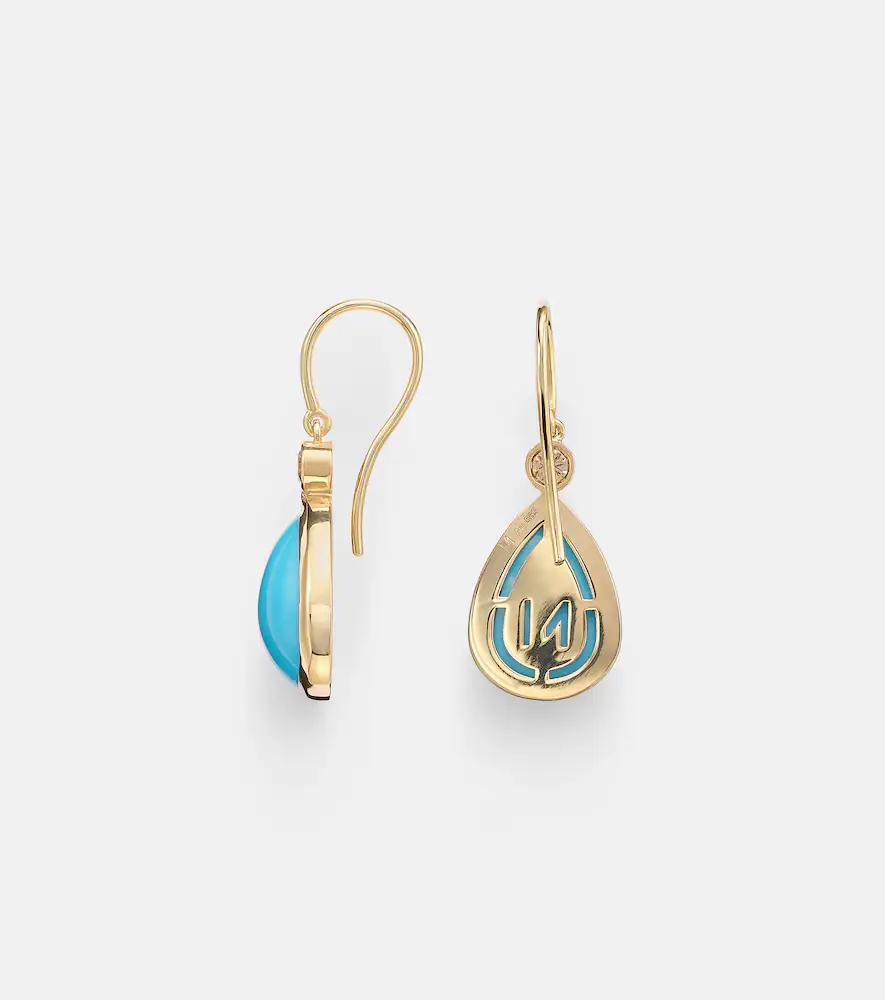 Ileana Makri 14kt gold drop earrings with turquoise and diamonds | Thumbnail 2 Ileana Makri 14kt gold drop earrings with turquoise and diamonds | Thumbnail 2