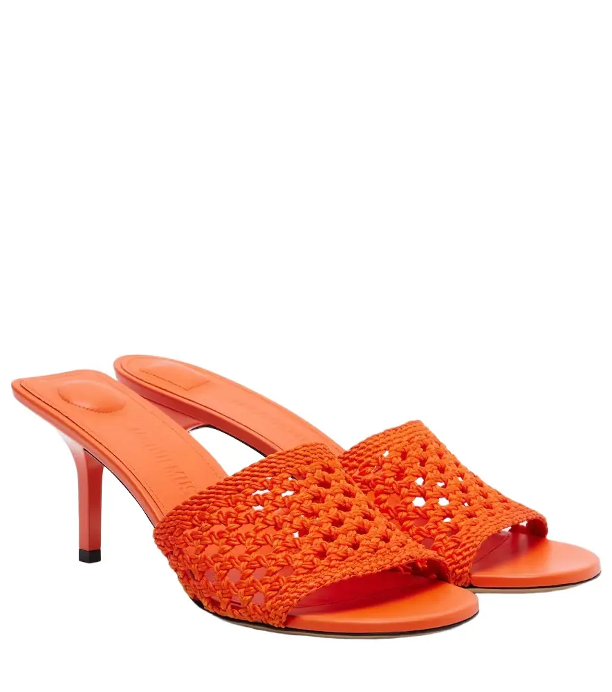 Jacquemus Cubisto woven raffia-effect mules