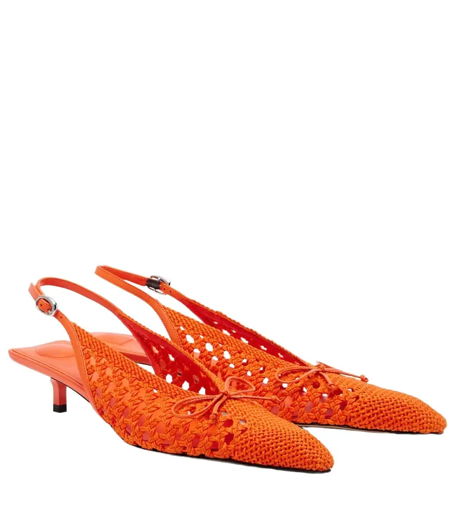 Jacquemus Cubisto raffia-effect slingback pumps