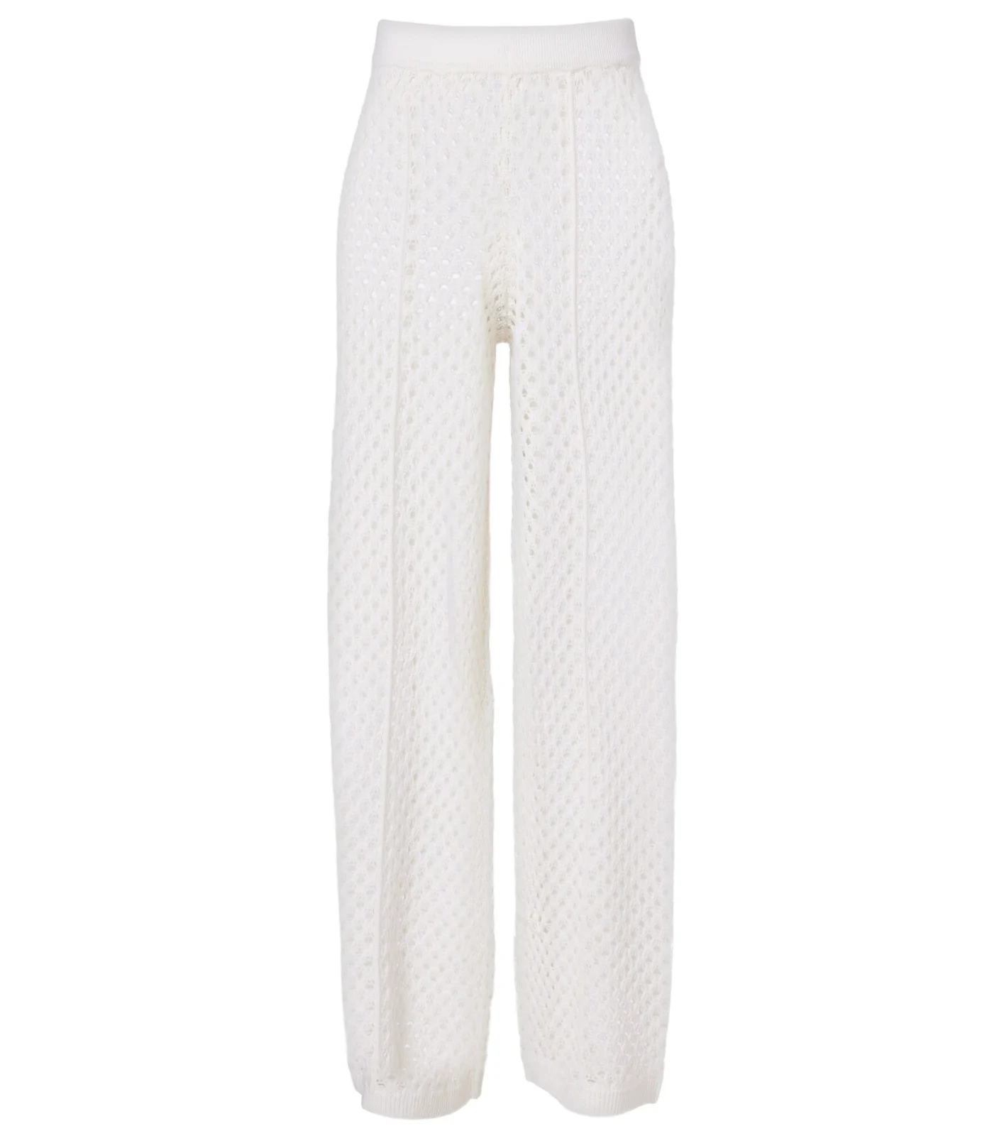 Open-knit wool and cashmere wide-leg pants