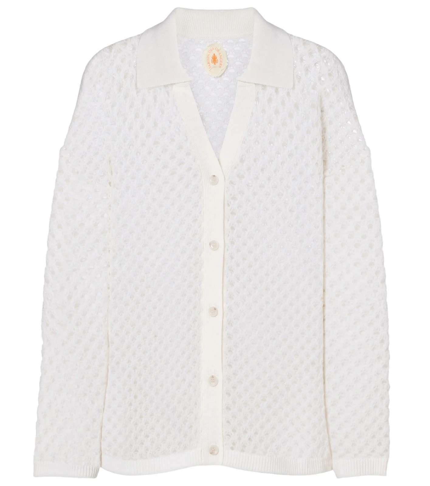 Open-knit wool and cashmere cardigan