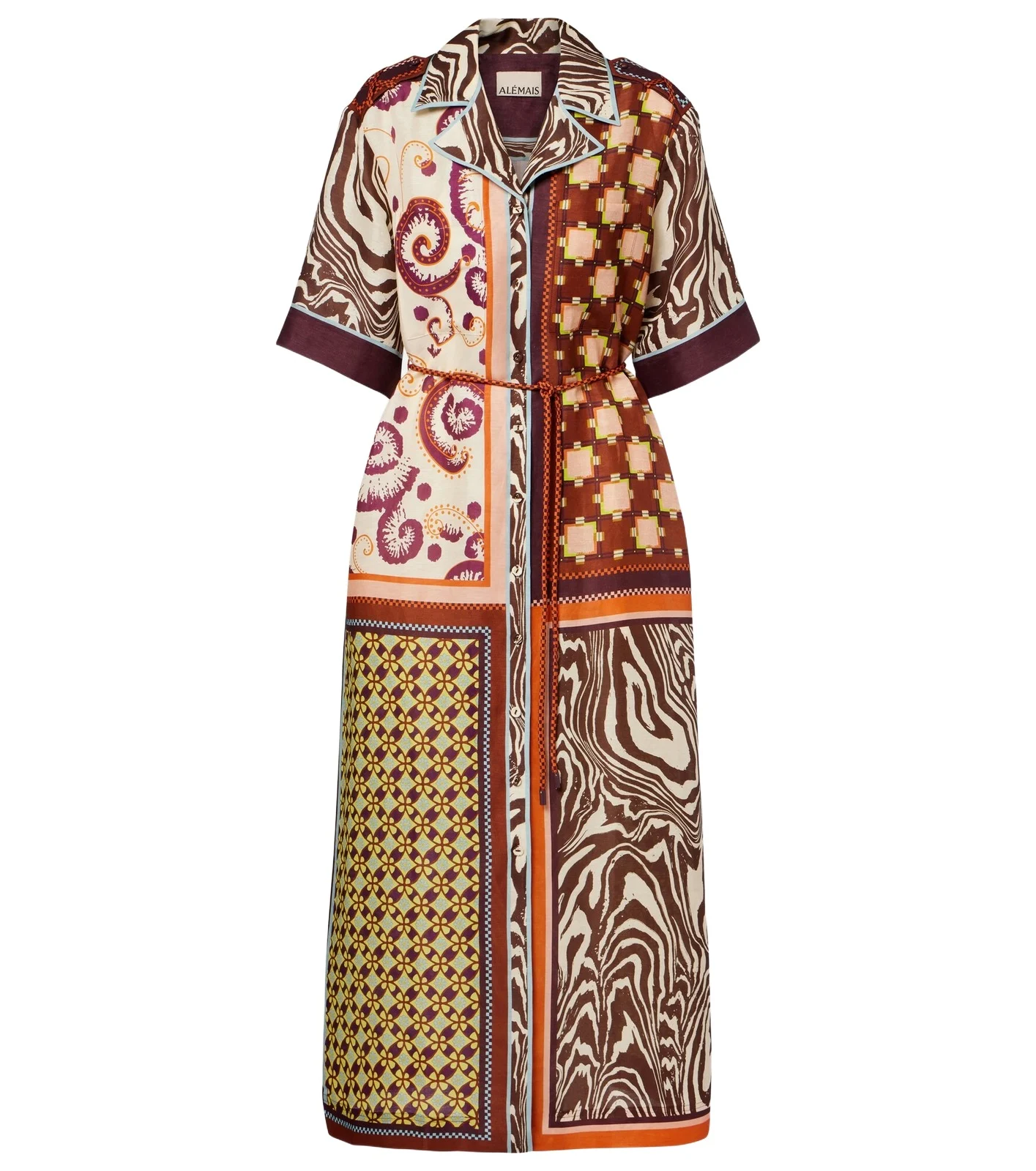 Alémais Wilson printed linen and silk shirt dress Alémais Wilson printed linen and silk shirt dress