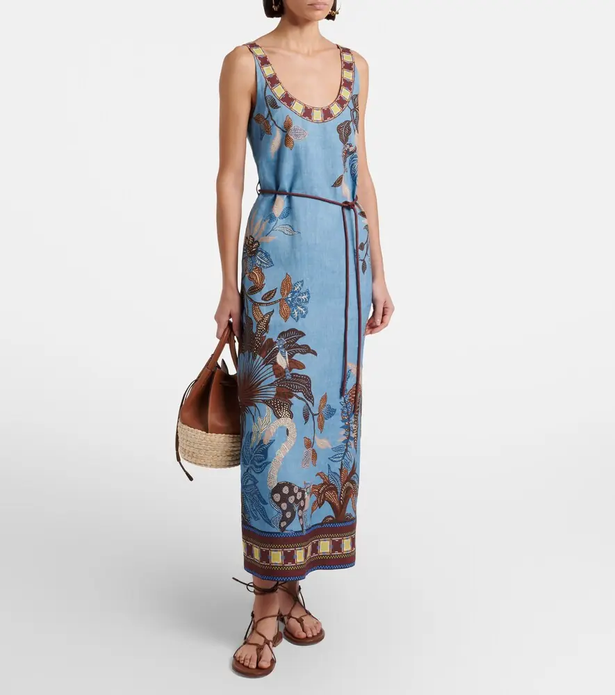 ALÉMAIS Alémais Georgie printed linen midi dress | Thumbnail 3
