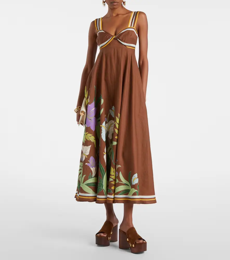ALÉMAIS Alfie floral linen midi dress | Thumbnail 2