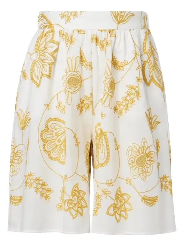 Chandra embroidered cotton-blend Bermuda shorts