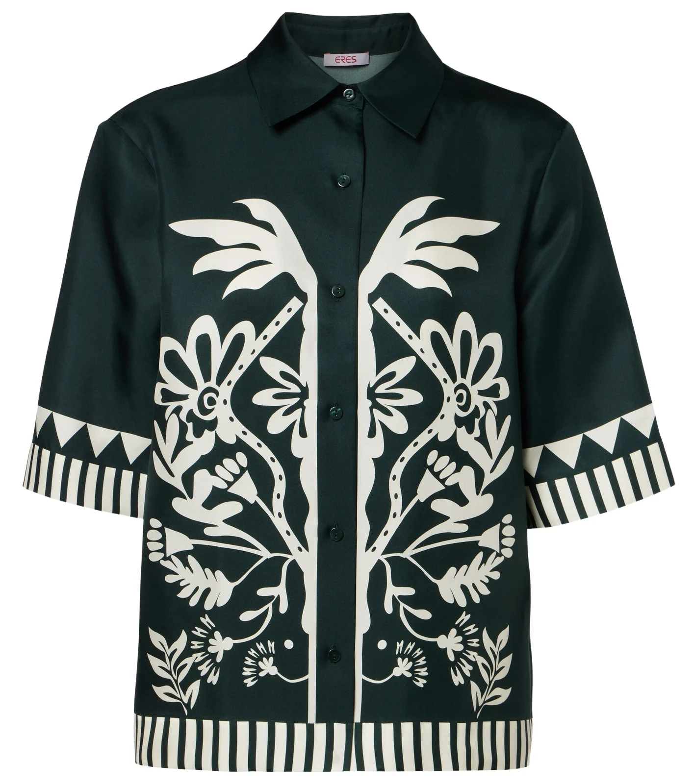 Émeraude printed silk twill shirt