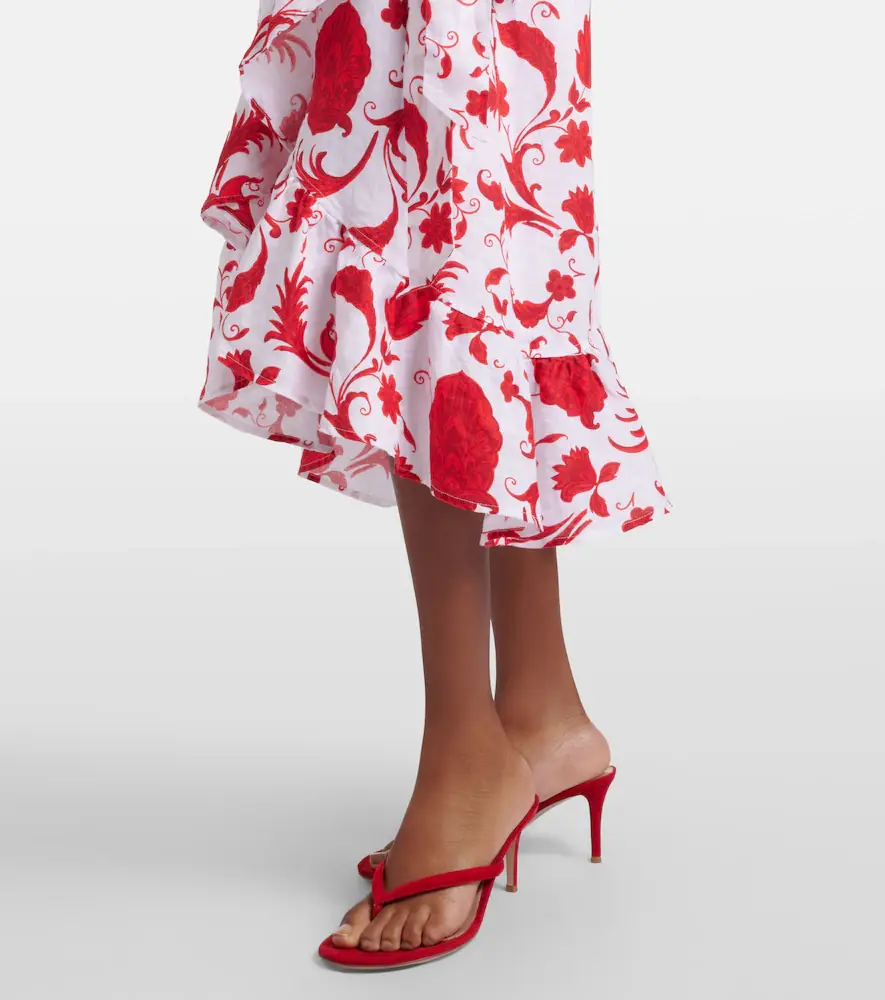 Heidi Klein Evia floral ruffled linen wrap dress | Thumbnail 6