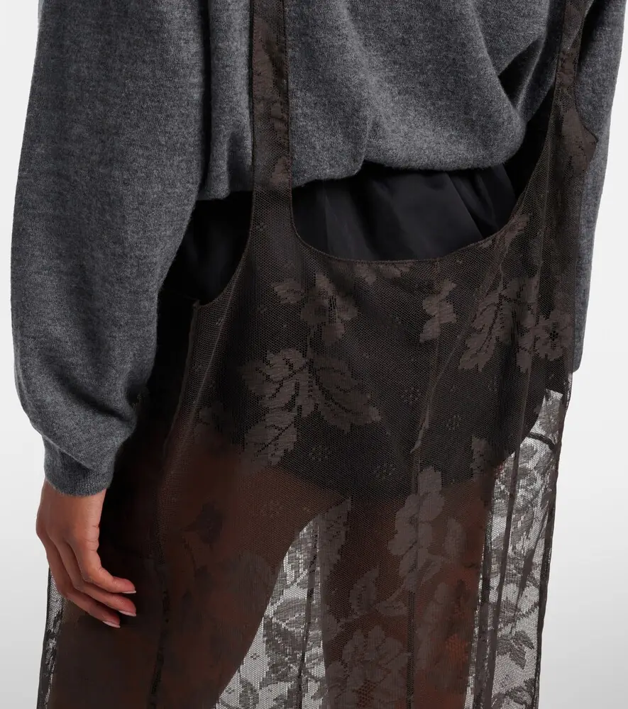 Prada Floral lace cotton midi skirt | Thumbnail 4 Prada Floral lace cotton midi skirt | Thumbnail 4