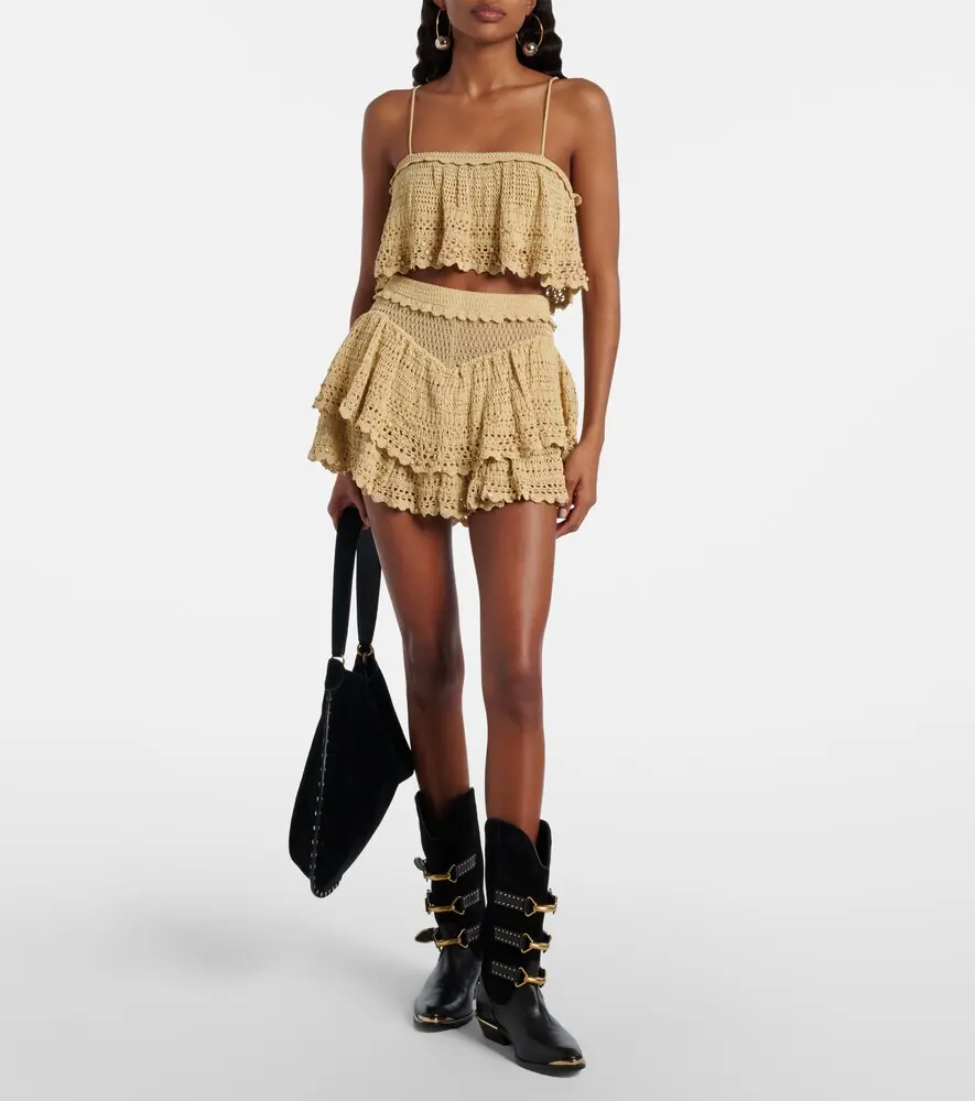 Isabel Marant Olzea beaded crochet cotton-blend shorts | Thumbnail 5
