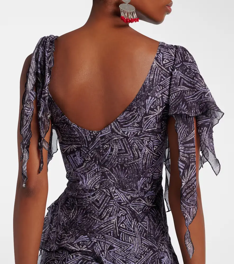 Isabel Marant Tylena printed silk georgette ruffled midi dress | Thumbnail 3 Isabel Marant Tylena printed silk georgette ruffled midi dress | Thumbnail 3