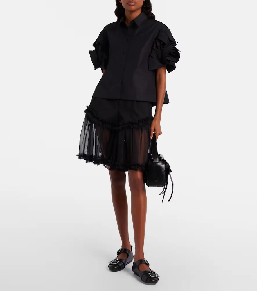 NOIR KEI NINOMIYA Ruffled tulle and wool shorts | Thumbnail 4 NOIR KEI NINOMIYA Ruffled tulle and wool shorts | Thumbnail 4