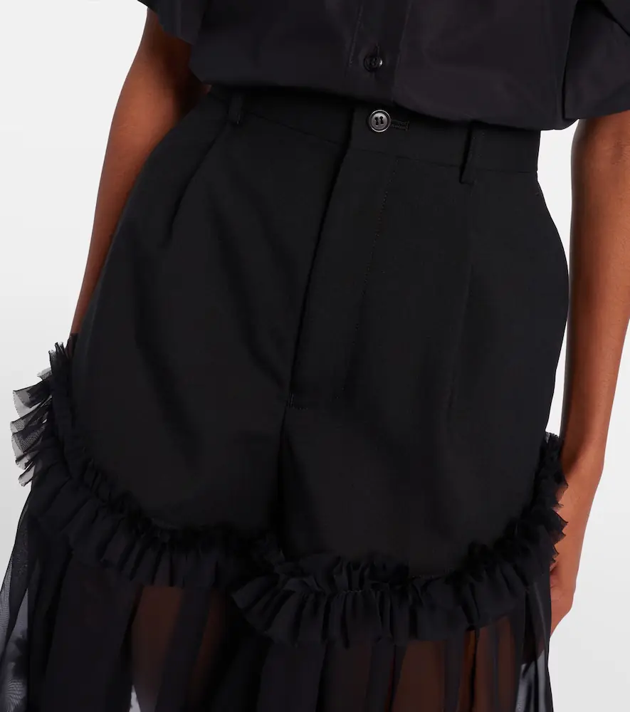NOIR KEI NINOMIYA Ruffled tulle and wool shorts | Thumbnail 5 NOIR KEI NINOMIYA Ruffled tulle and wool shorts | Thumbnail 5