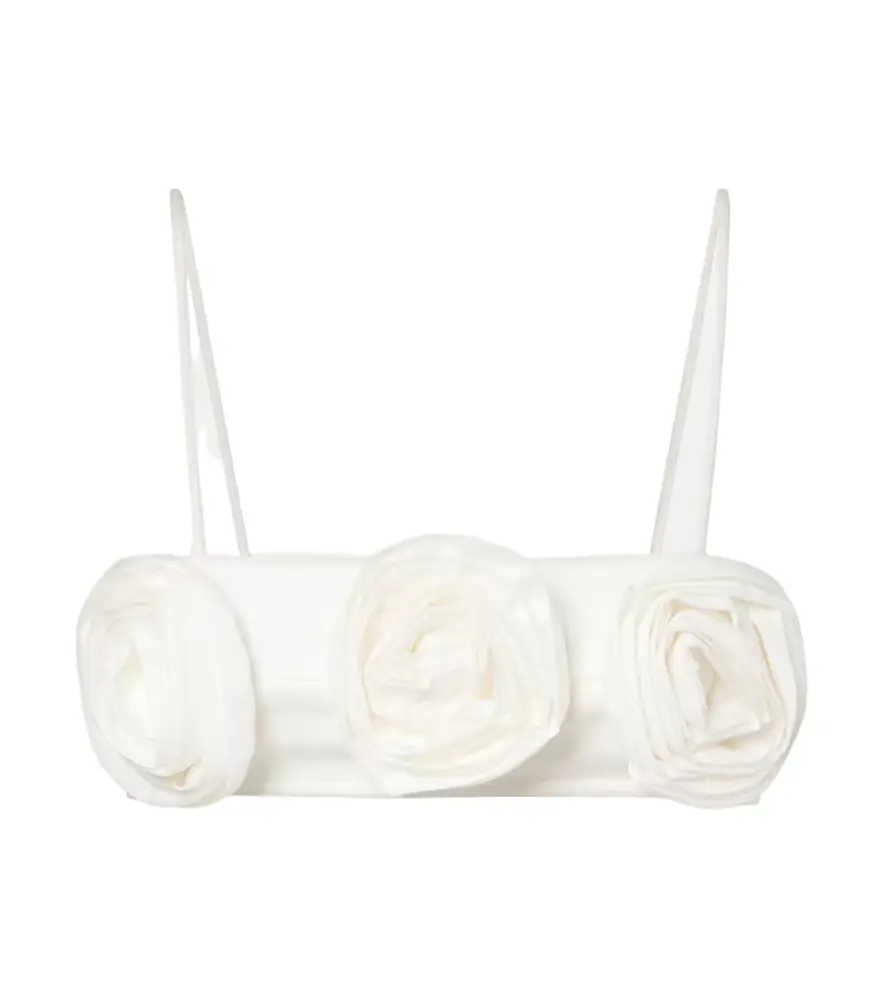 ADRIANA DEGREAS Floral-appliqué cotton-blend bandeau top | Image 1 ADRIANA DEGREAS Floral-appliqué cotton-blend bandeau top | Image 1