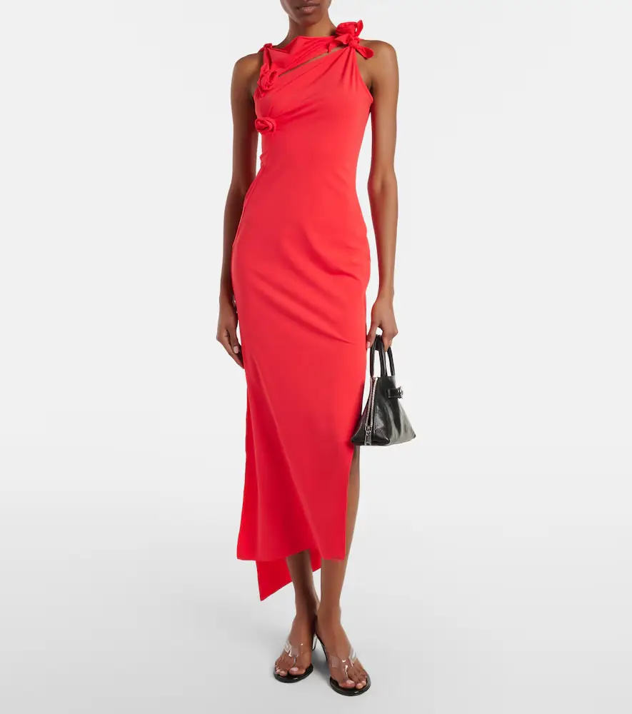 Coperni Floral-appliqué asymmetric jersey maxi dress | Thumbnail 3