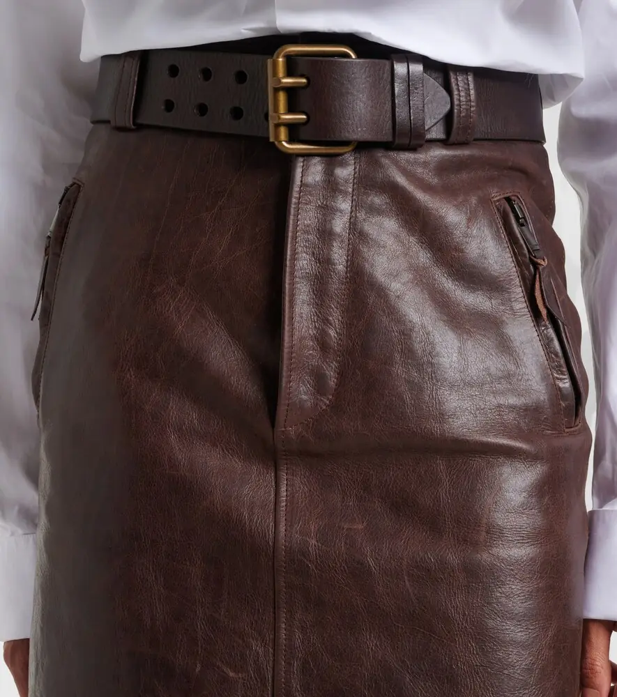 Saint Laurent Belted leather pencil skirt | Thumbnail 3 Saint Laurent Belted leather pencil skirt | Thumbnail 3