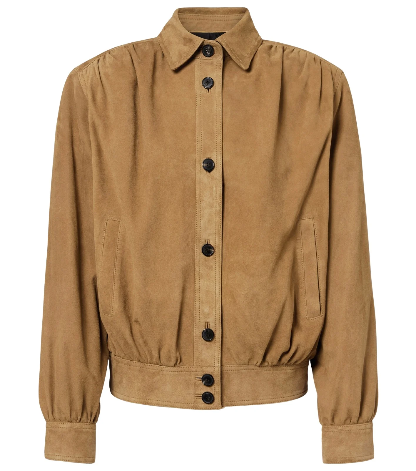 Gathered suede jacket