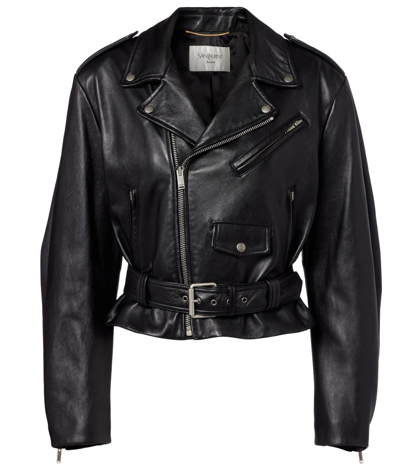 Cropped leather biker jacket Cropped leather biker jacket