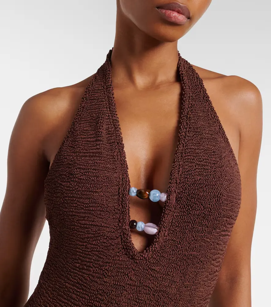 Hunza G Adriana embellished halterneck swimsuit | Thumbnail 4