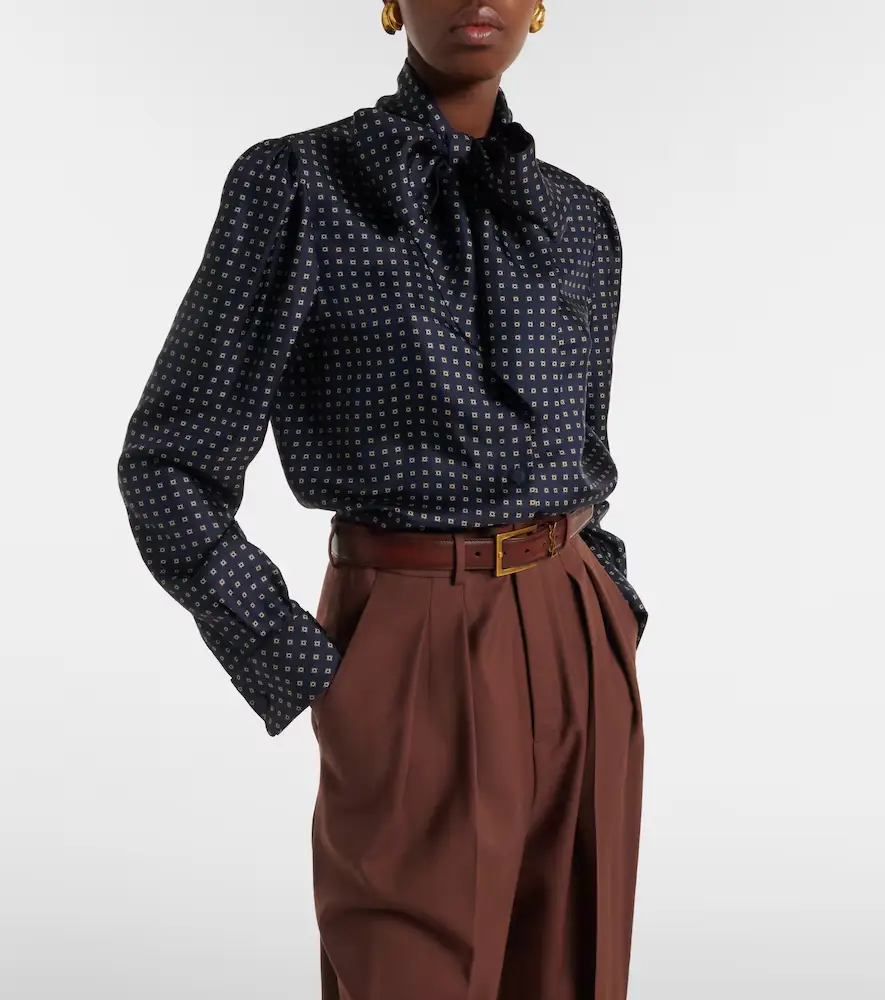 Saint Laurent Printed tie-neck silk crêpe de chine blouse | Thumbnail 4