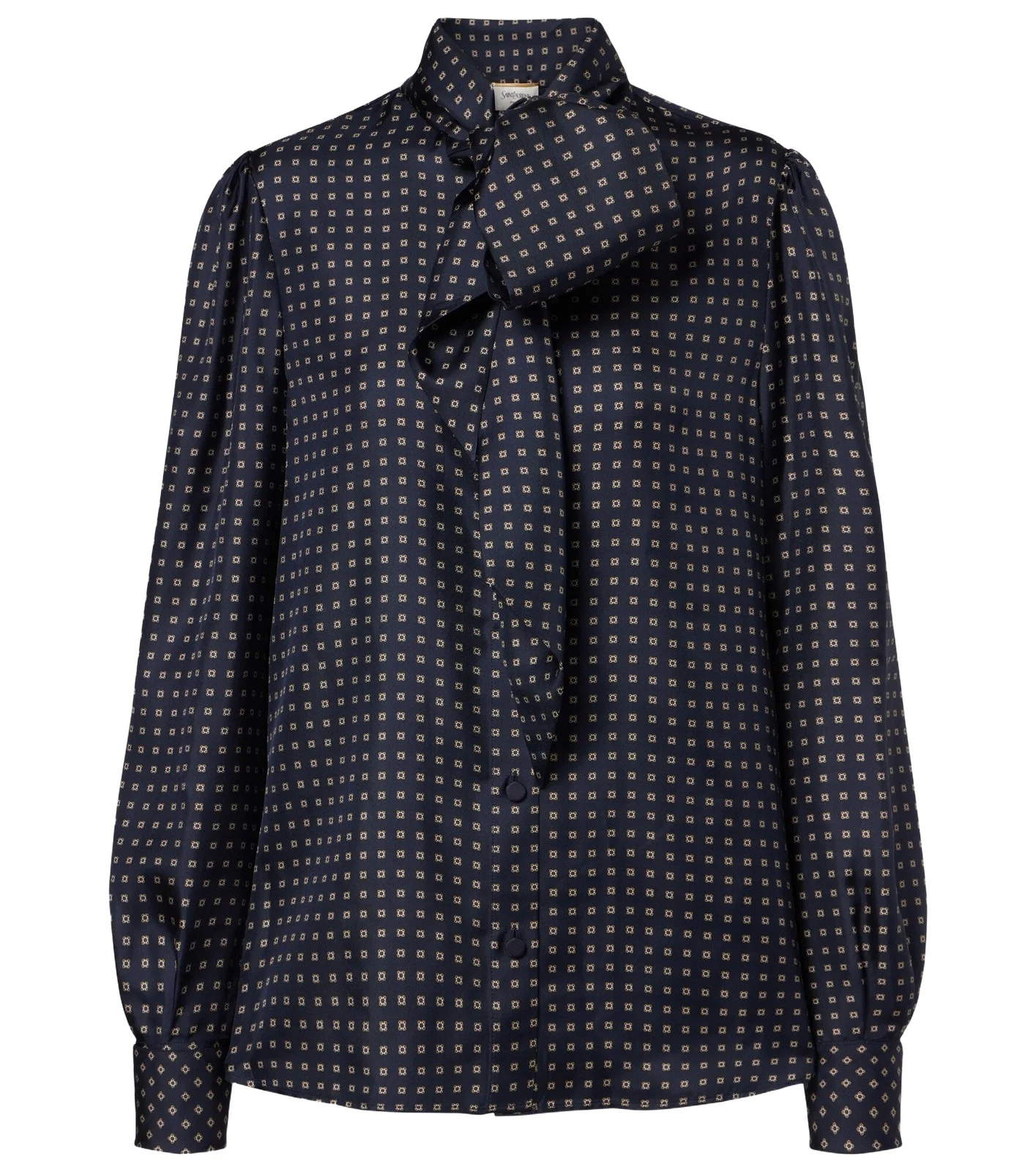 Printed tie-neck silk crêpe de chine blouse