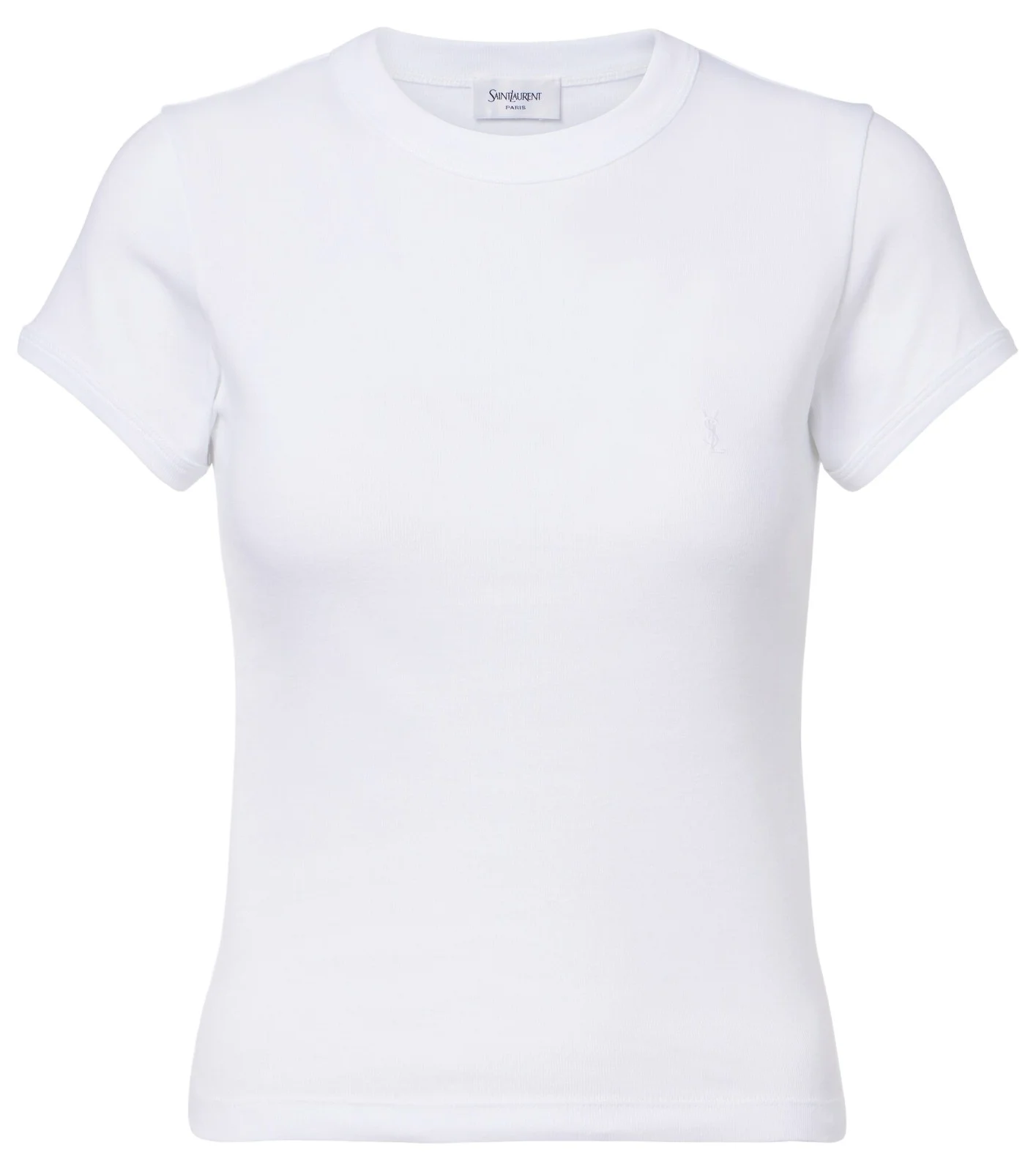 Saint Laurent Cassandre ribbed-knit cotton jersey T-shirt