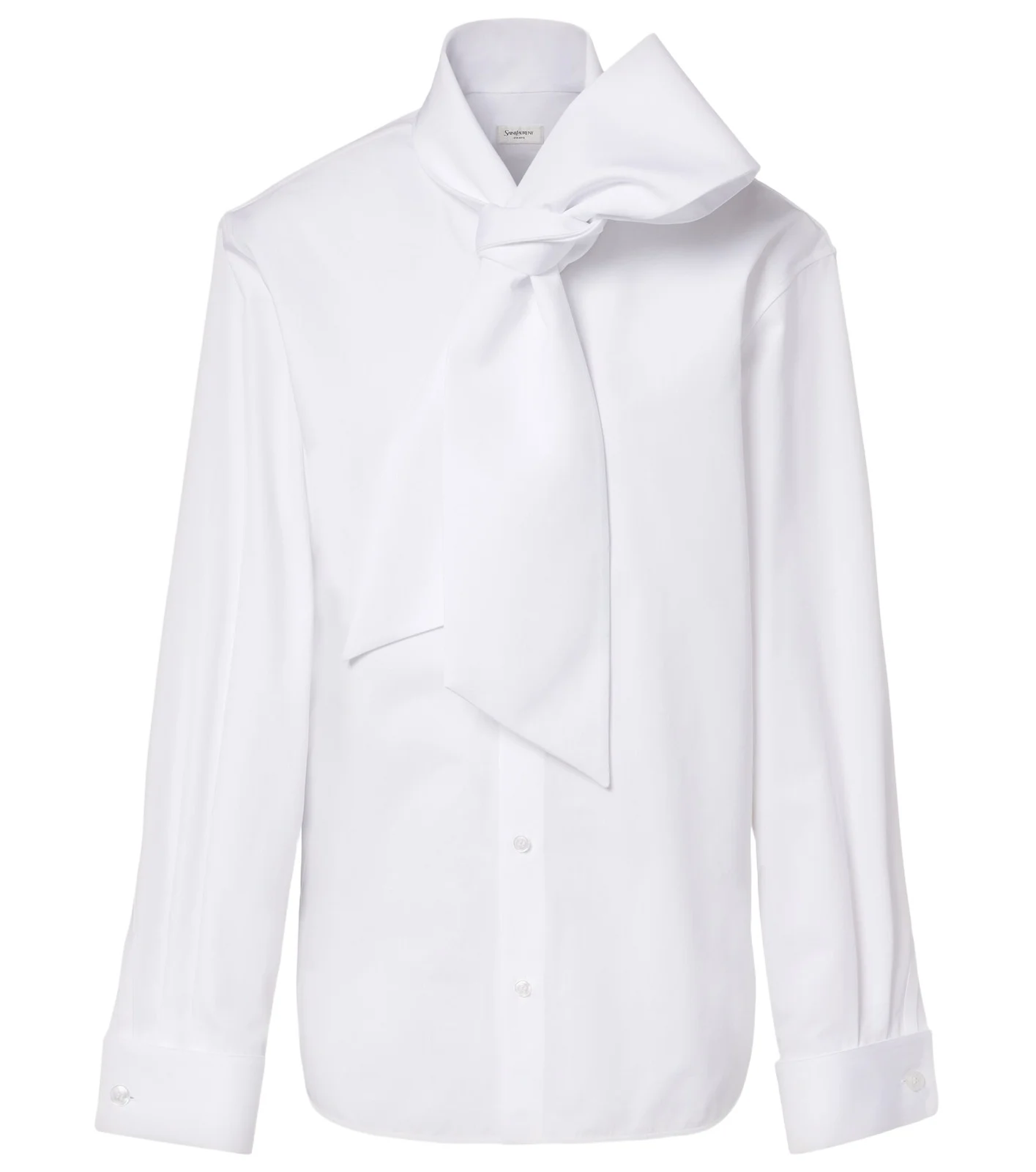 Saint Laurent Tie-neck cotton poplin shirt