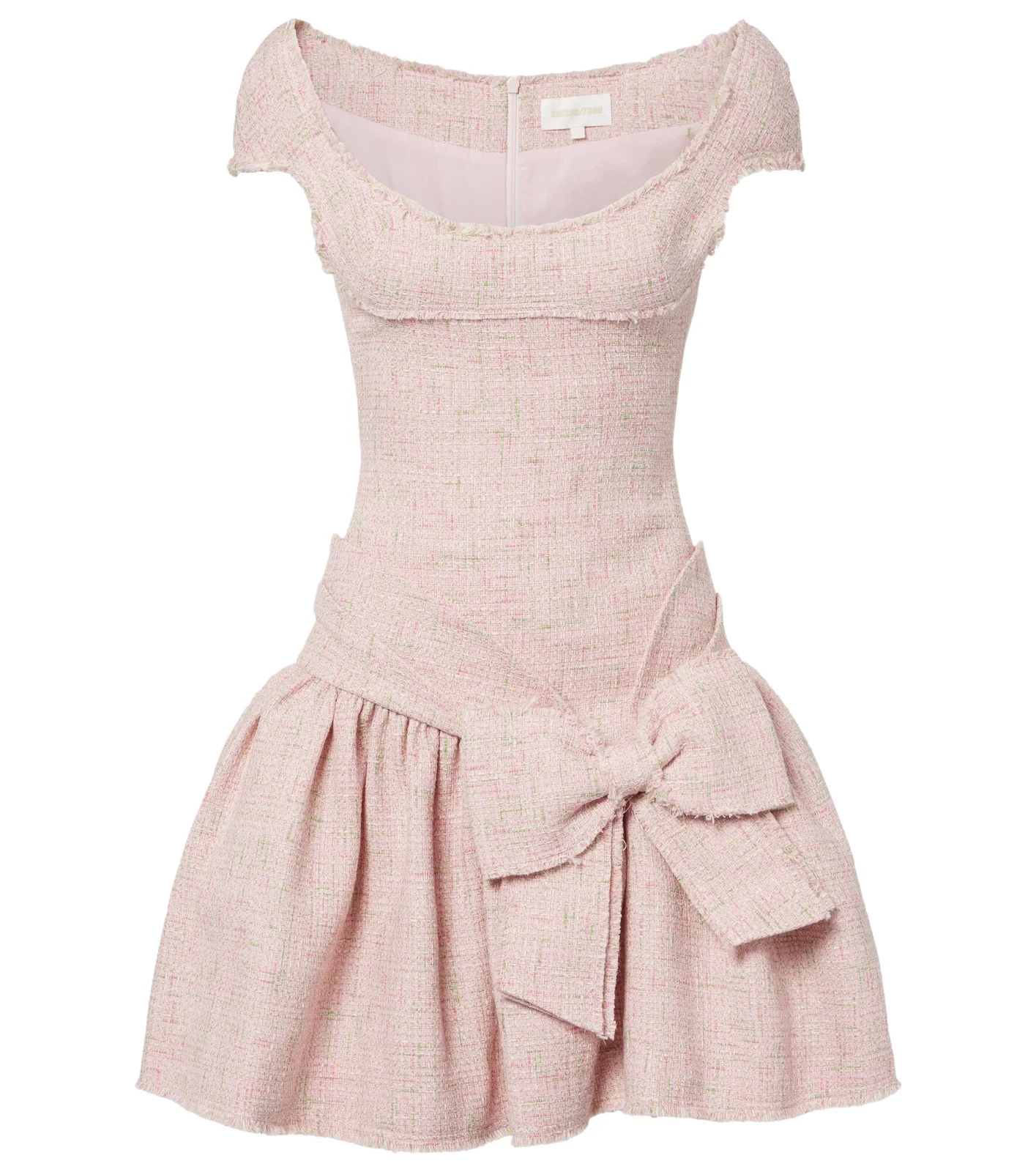 Bow-detail distressed tweed minidress Bow-detail distressed tweed minidress