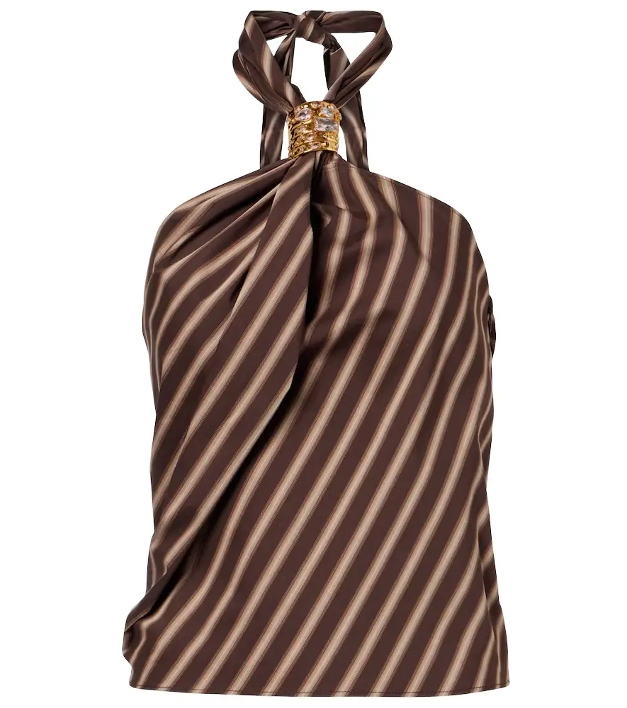 Jacques Wei Gathered striped cotton-blend top | Image 1 Jacques Wei Gathered striped cotton-blend top | Image 1