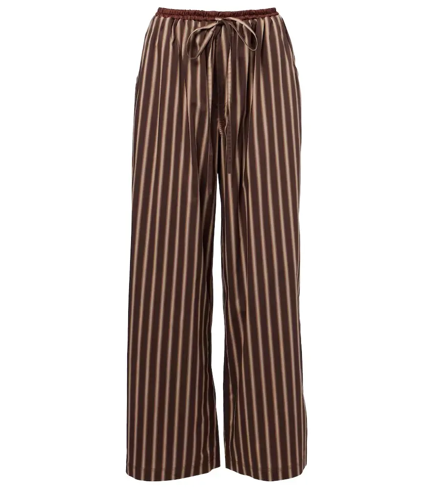 Striped cotton-blend wide-leg pants Striped cotton-blend wide-leg pants