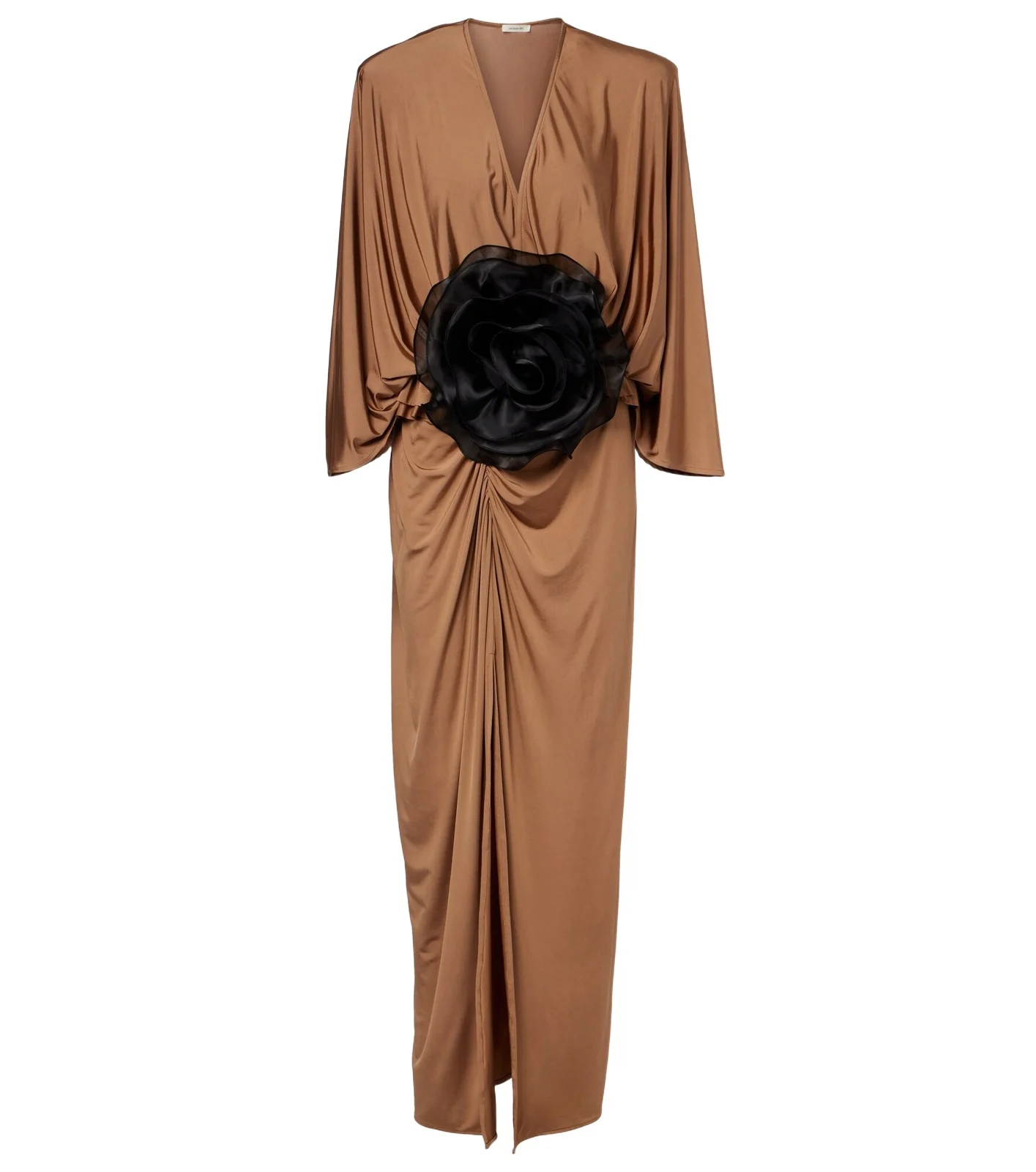 Floral-appliqué jersey maxi dress